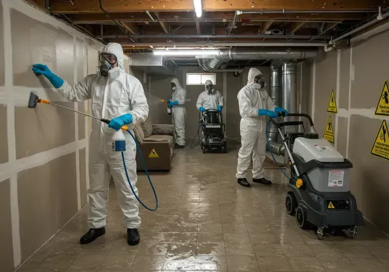 Basement Moisture Removal and Structural Drying process in East Brooklyn, CT